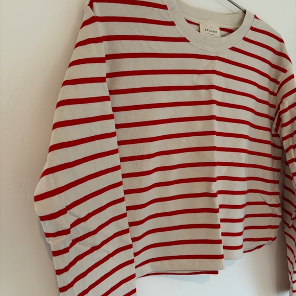 Sezane Elina Marinière Ecru/ Red - Size L - Picture 4 of 5
